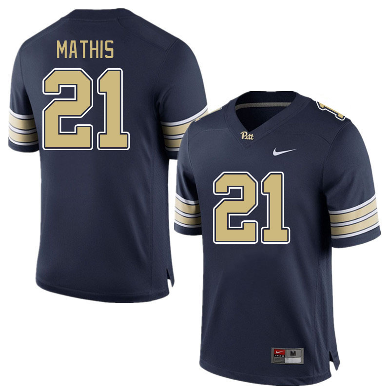 Pitt Panthers #21 Damarri Mathis College Football Jerseys Stitched Sale-Navy